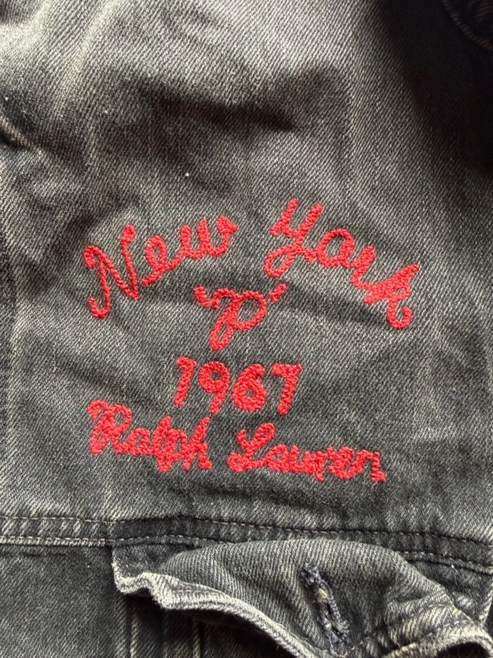 Polo Ralph Lauren RL Varsity Football Bulldog Denim Jacket L - Picture 11 of 16